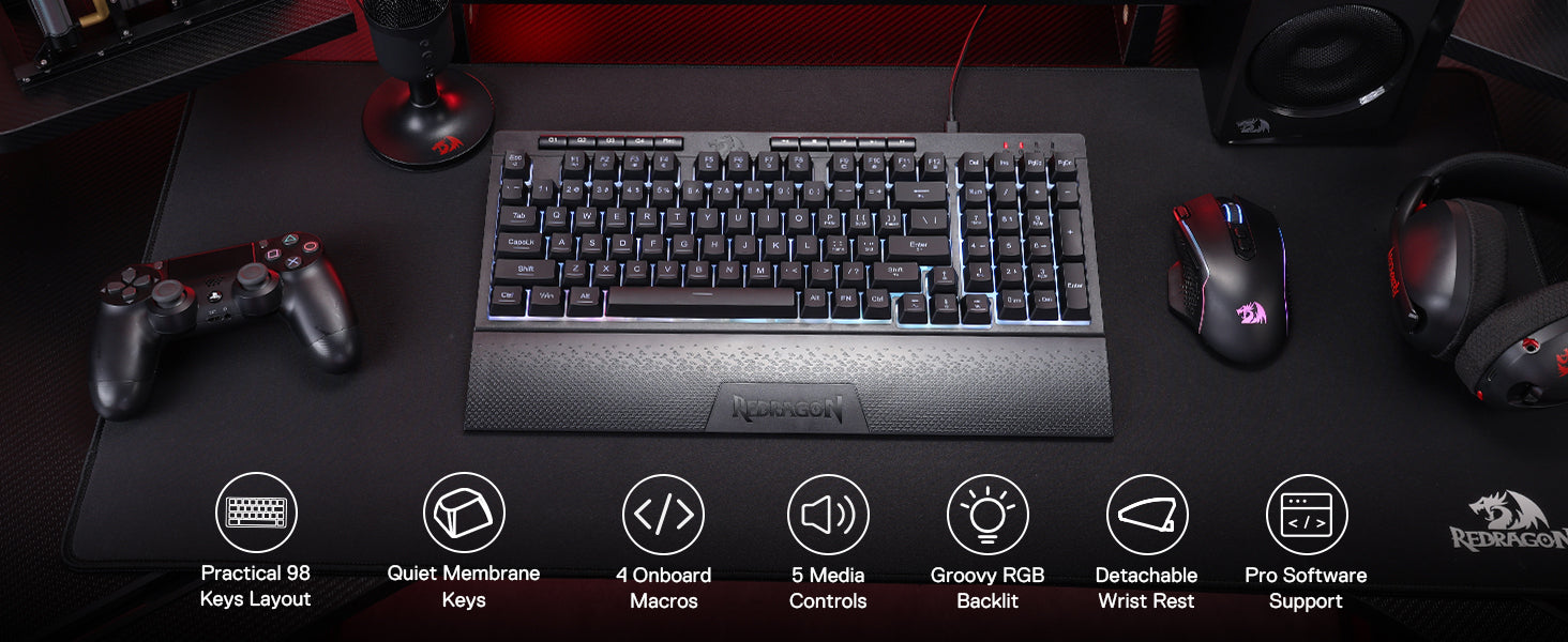 Redragon K515 Shiva RGB Membrane Gaming 98 Keys Keyboard