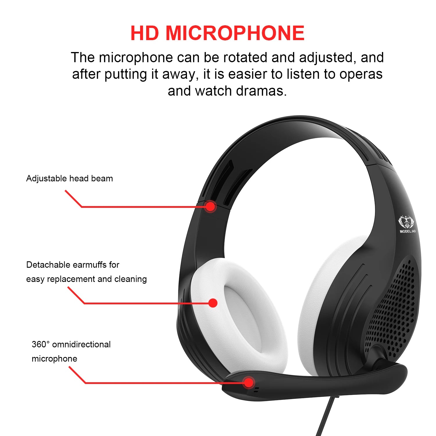 Wired Over Ear Headphones with Mic Noise Cancelling for Gaming