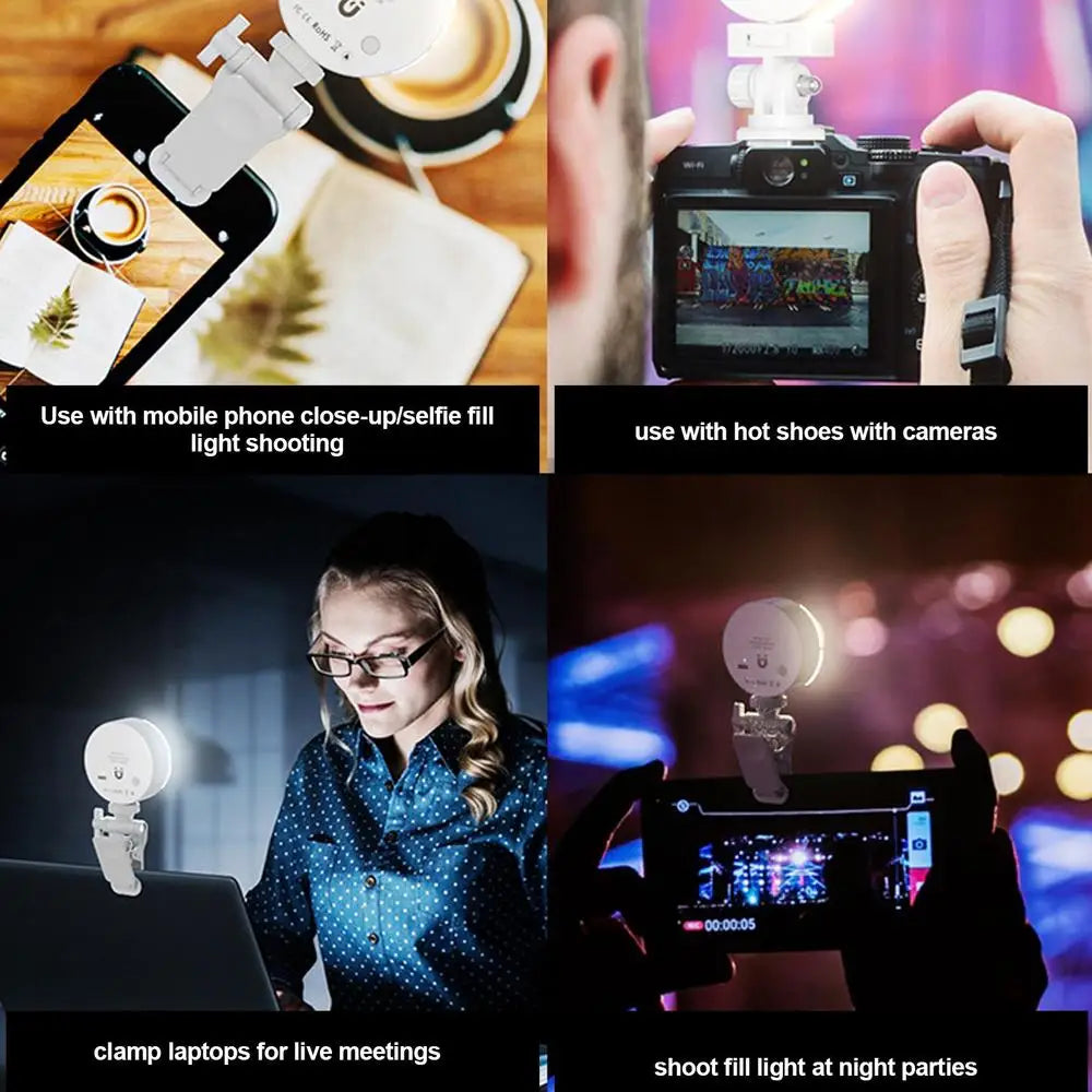 LED Mobile Phone Selfie Light Clip-On Lamp Portable USB Charge