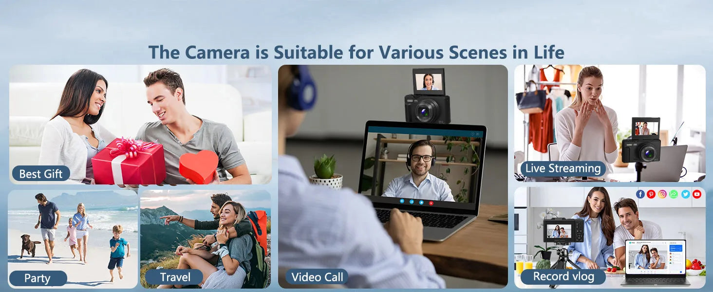 4K compact digital photography camera, 18x zoom video recorder