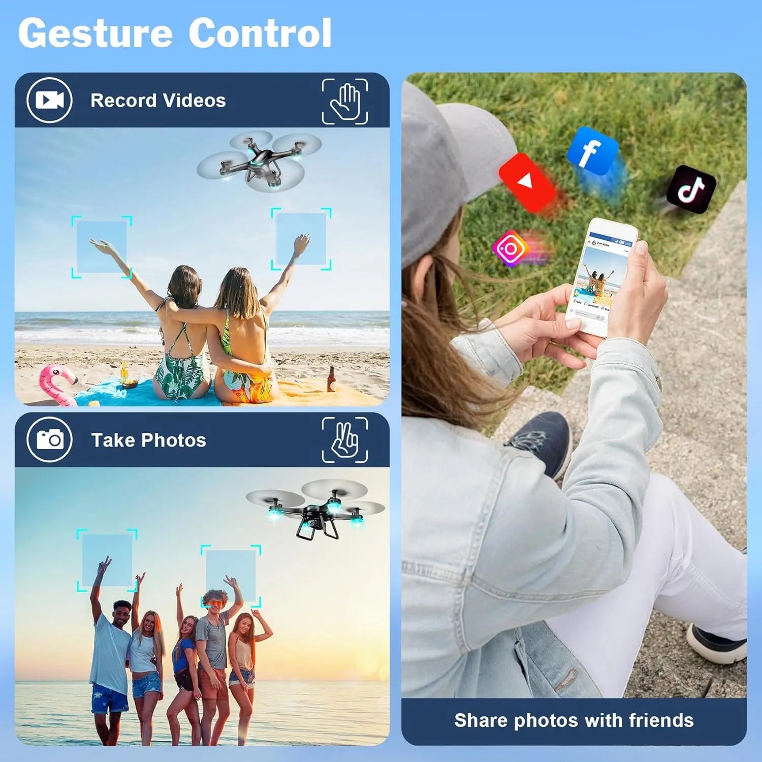 Beginner Drone with 1080P Camera Gesture Selfie One-Key Start