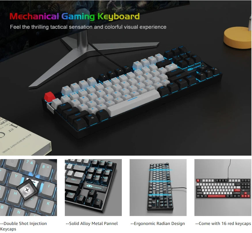 Mechanical Gaming Keyboard Blue Switch LED Blue Backlit