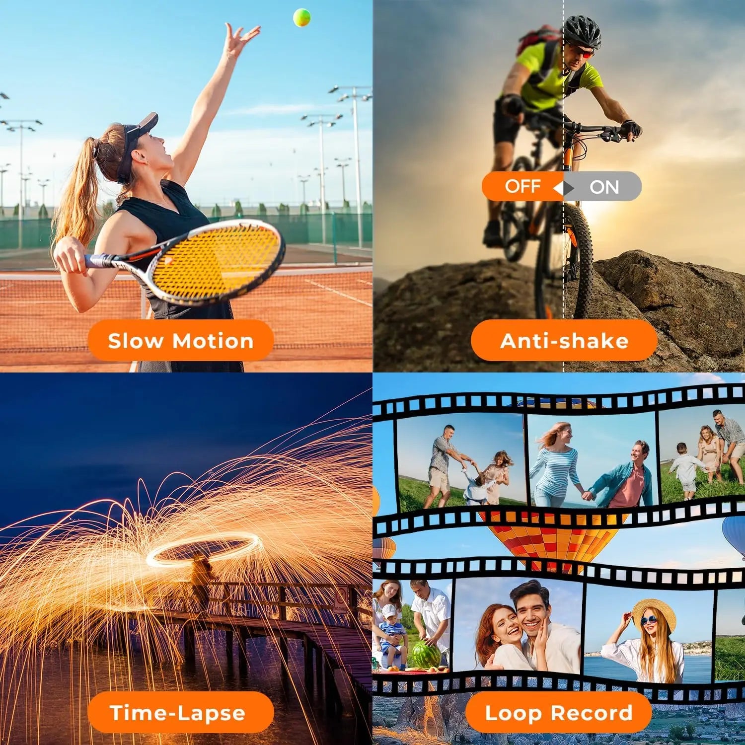 4K 48MP Camcorder Night Vision 16X Zoom, Rotatable Touch Screen