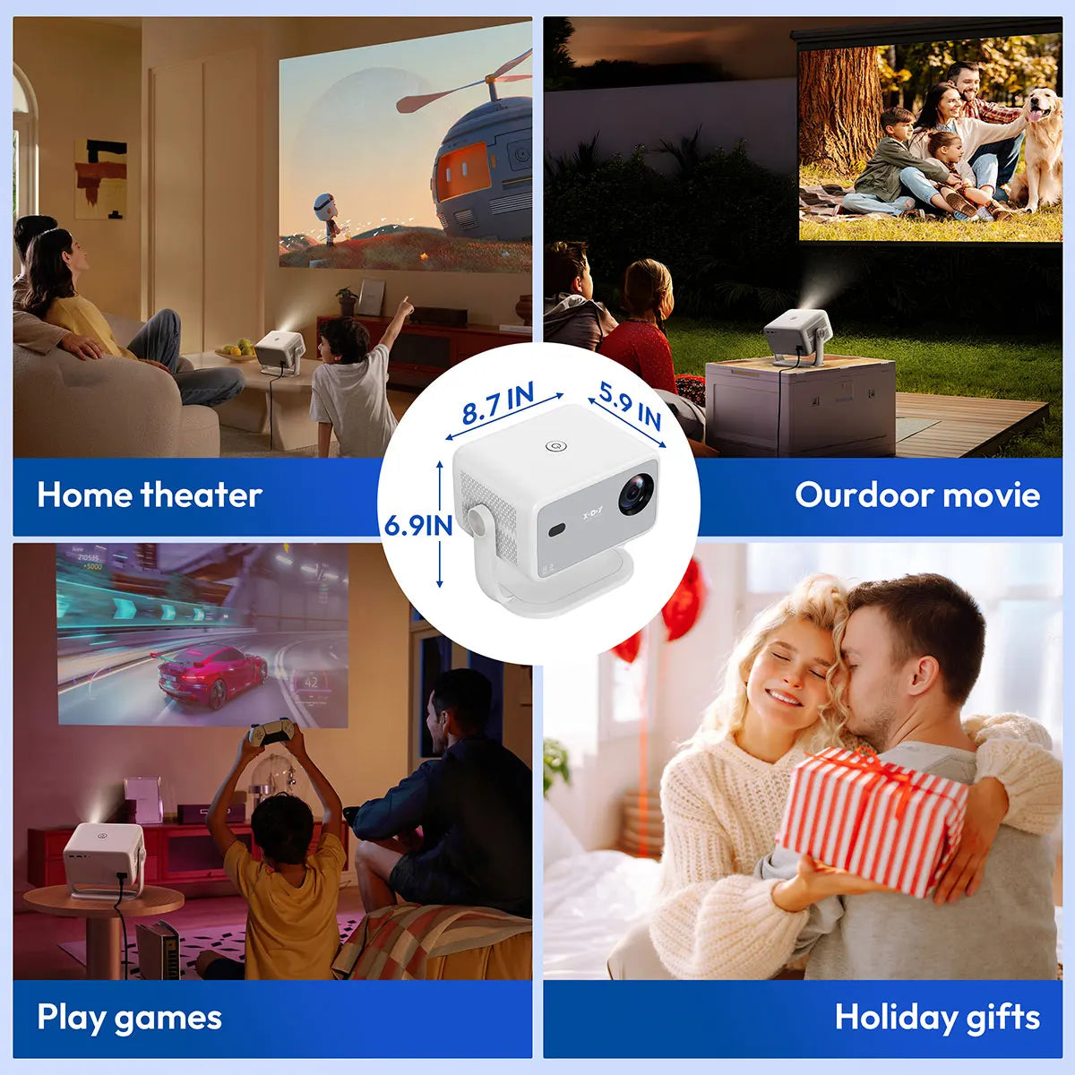 XGODY Gimbal N6 Projector Full HD Beam Android Projector Home