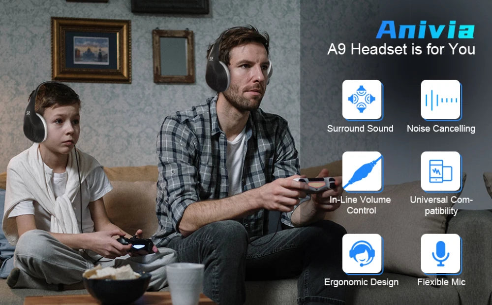 Wired Over Ear Headphones with Mic Noise Cancelling for Gaming