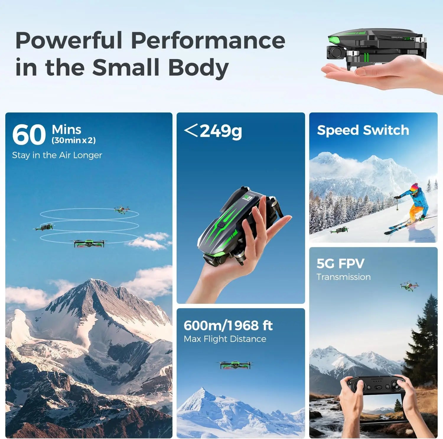 4K Camera Drone with Screen Controller 60 Min Flight Time A Return