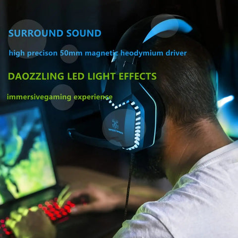 Gaming Voice Changer Headset with Mic LED Over-Ear Headphones