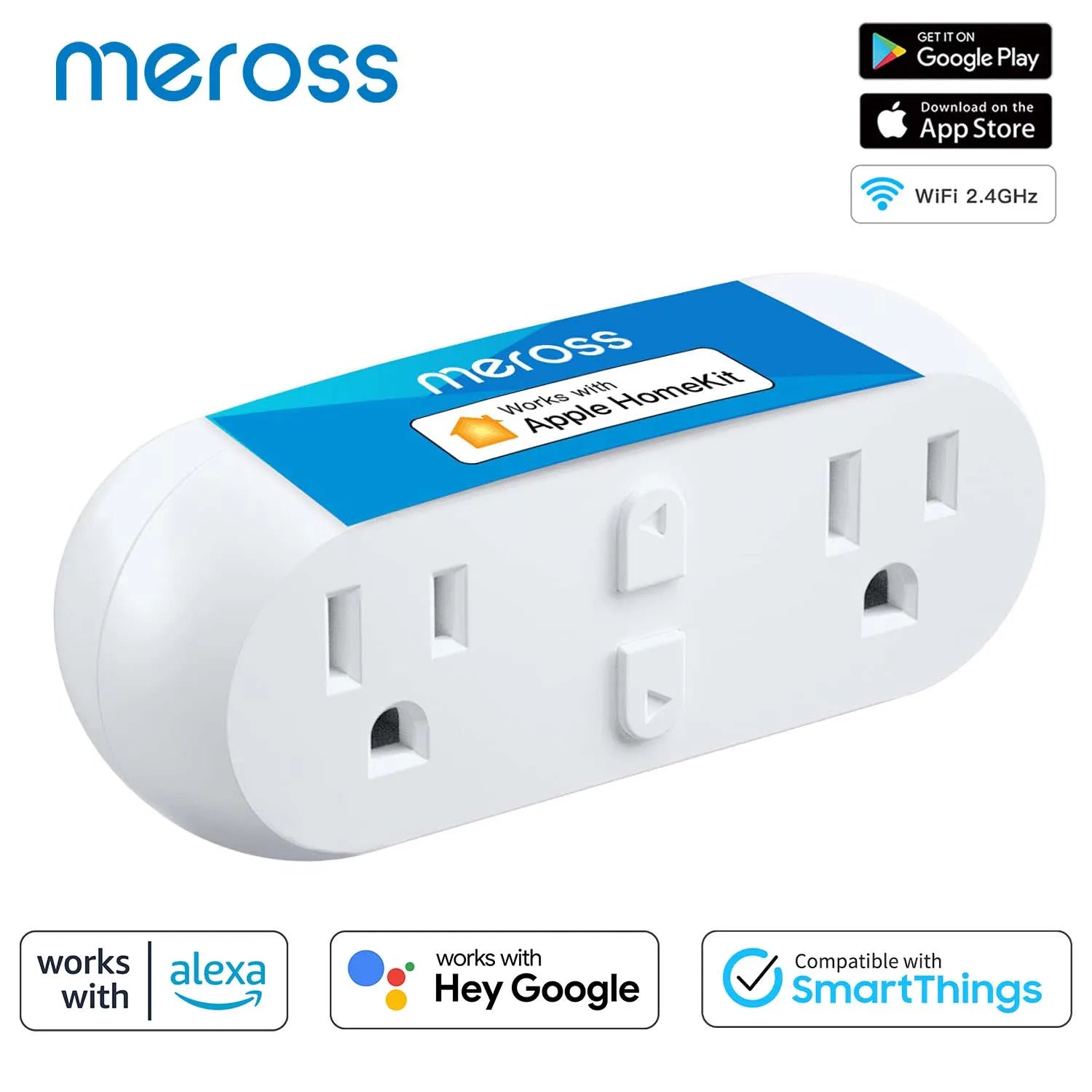 Meross HomeKit 2 In 1 WiFi Dual Smart Plug Outlet US Smart Socket