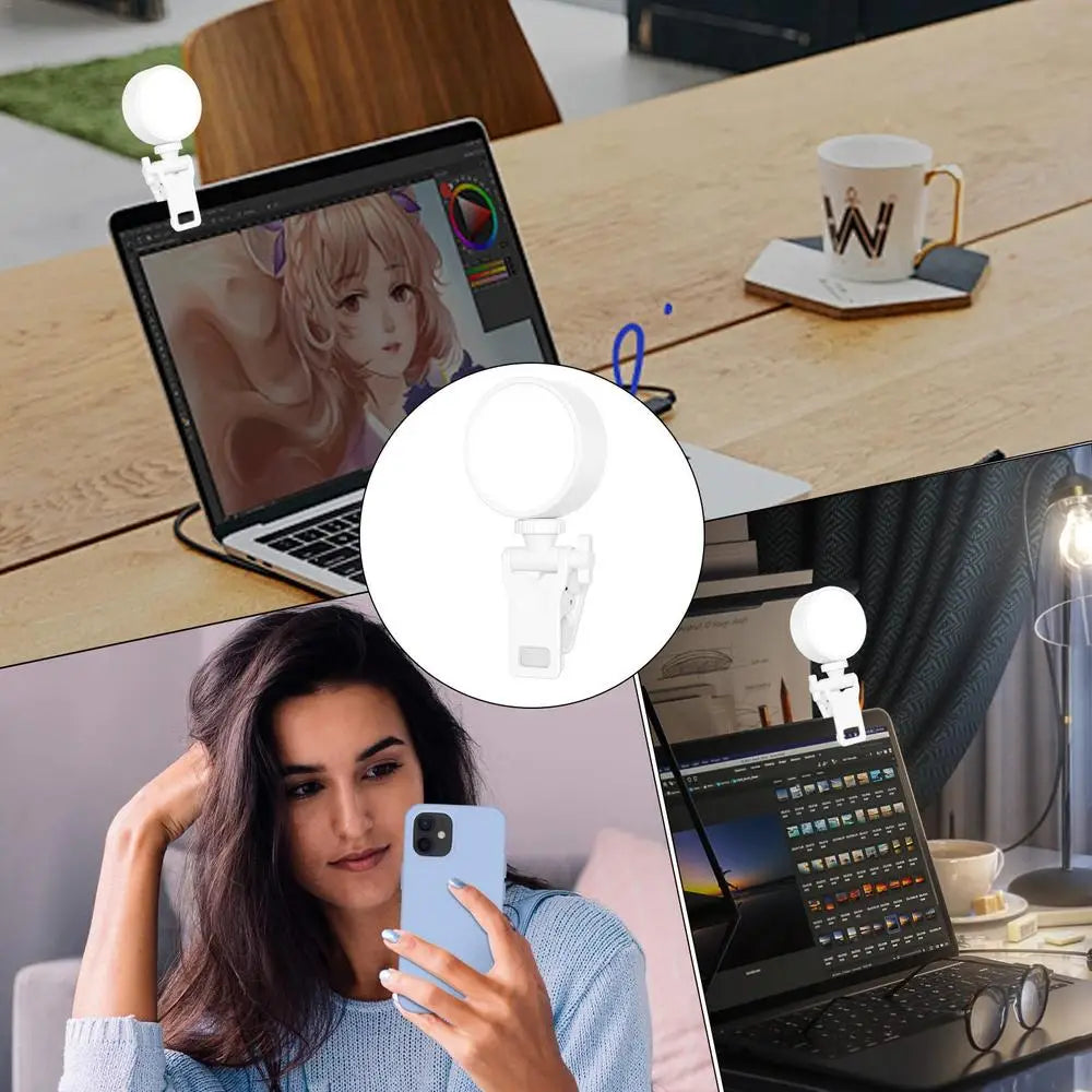 LED Mobile Phone Selfie Light Clip-On Lamp Portable USB Charge