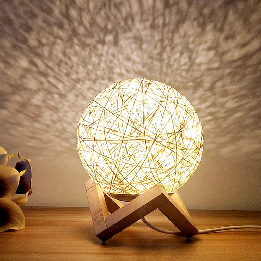 Nordic Wooden Table Lamp USB Projection Projector Light