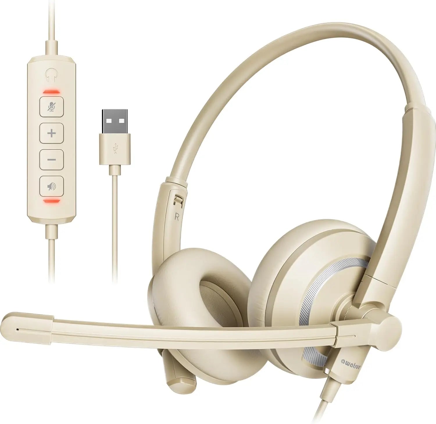 Wired USB Headset with Noise Cancelling Microphone Lightweight