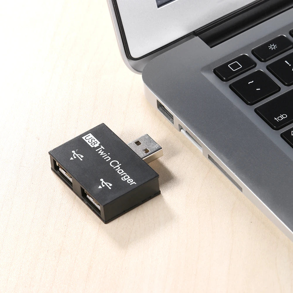 USB2.0 Male to Twin Charger Dual 2 Port USB Splitter Hub Adapter