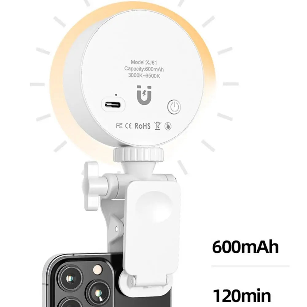 LED Mobile Phone Selfie Light Clip-On Lamp Portable USB Charge