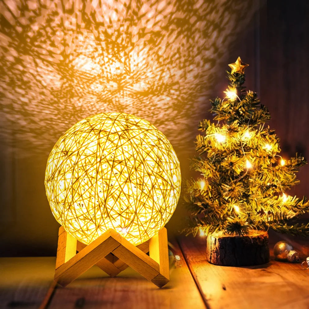Nordic Wooden Table Lamp USB Projection Projector Light
