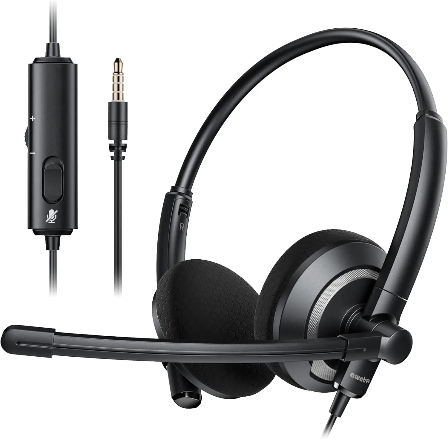 Wired USB Headset with Noise Cancelling Microphone Lightweight