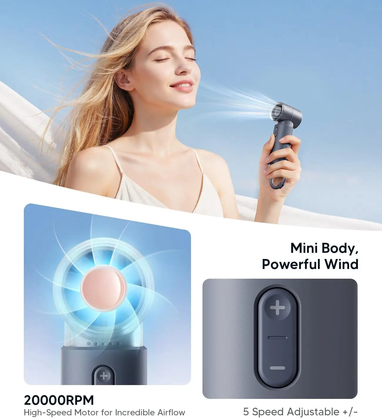 WSKEN Mini Handheld Portable Fan Small Pocket Powerful Fan