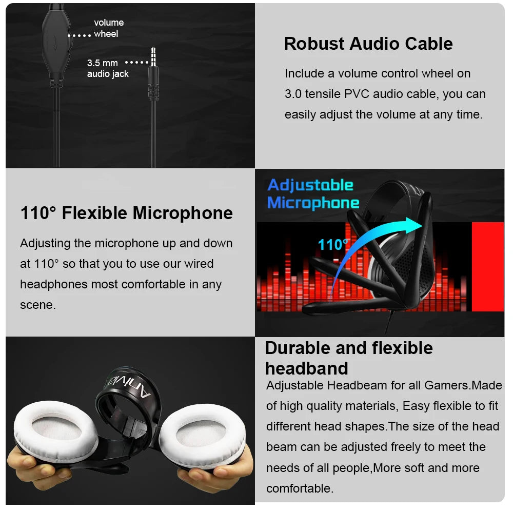 Wired Over Ear Headphones with Mic Noise Cancelling for Gaming