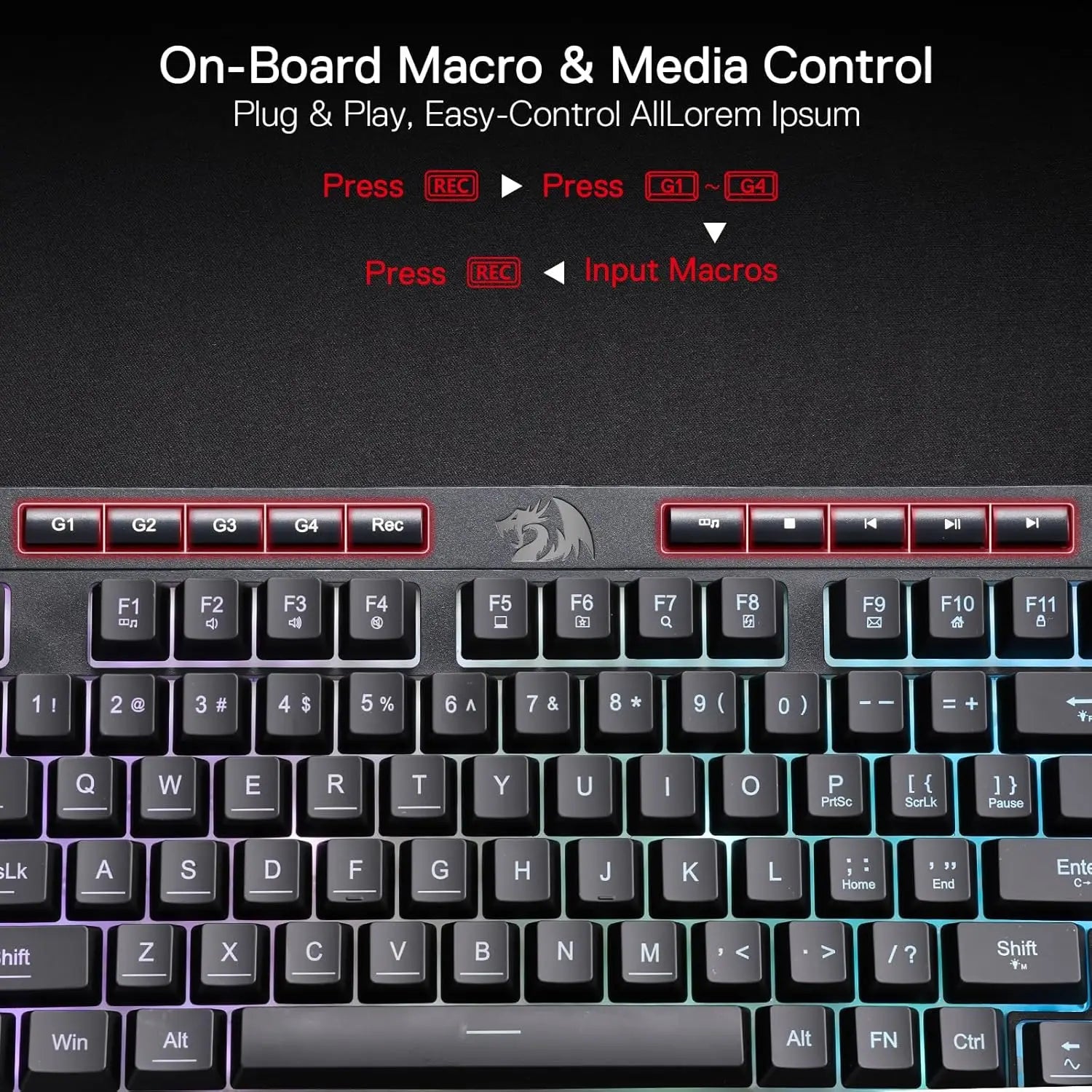 Redragon K515 Shiva RGB Membrane Gaming 98 Keys Keyboard