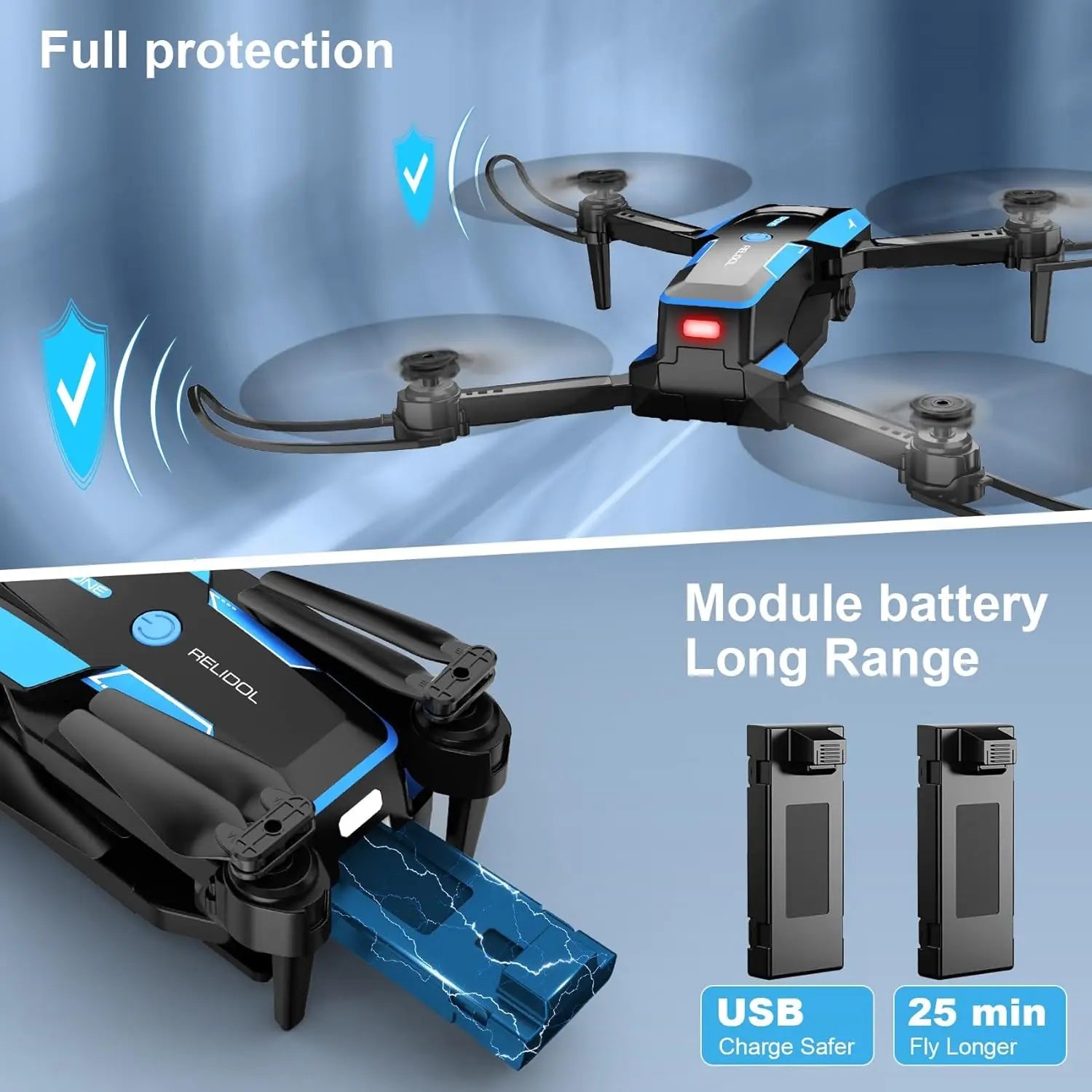 Foldable Drone with 1080P Camera Gesture Control 3D Flip