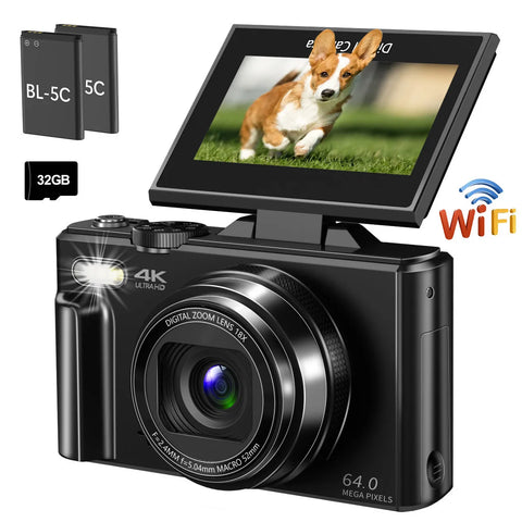 4K compact digital photography camera, 18x zoom video recorder