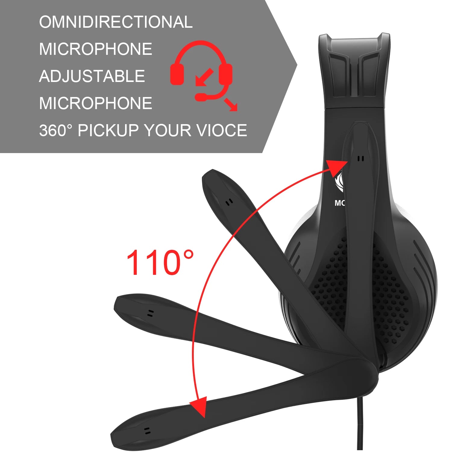 Wired Over Ear Headphones with Mic Noise Cancelling for Gaming