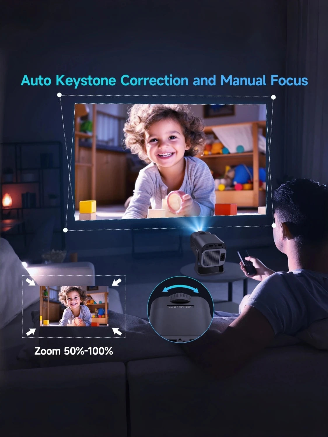 Mini Newly Native 720P Supoort 4K, Android 11 Projector