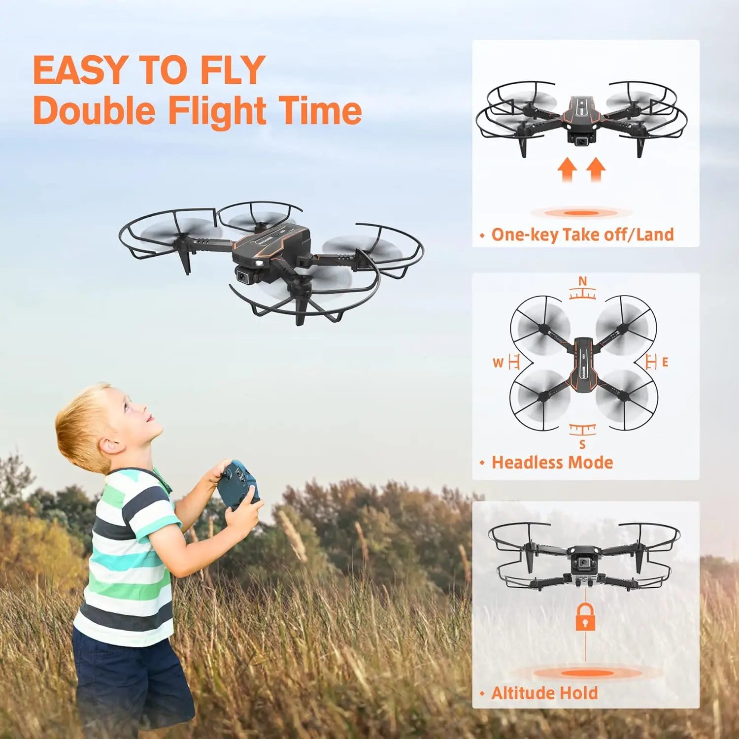 Mini Drone with Camera for Kids Remote Control Helicopter Toy