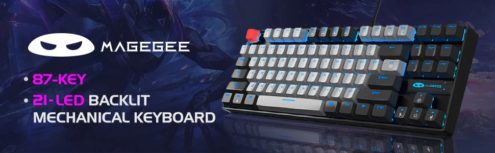 Mechanical Gaming Keyboard Blue Switch LED Blue Backlit