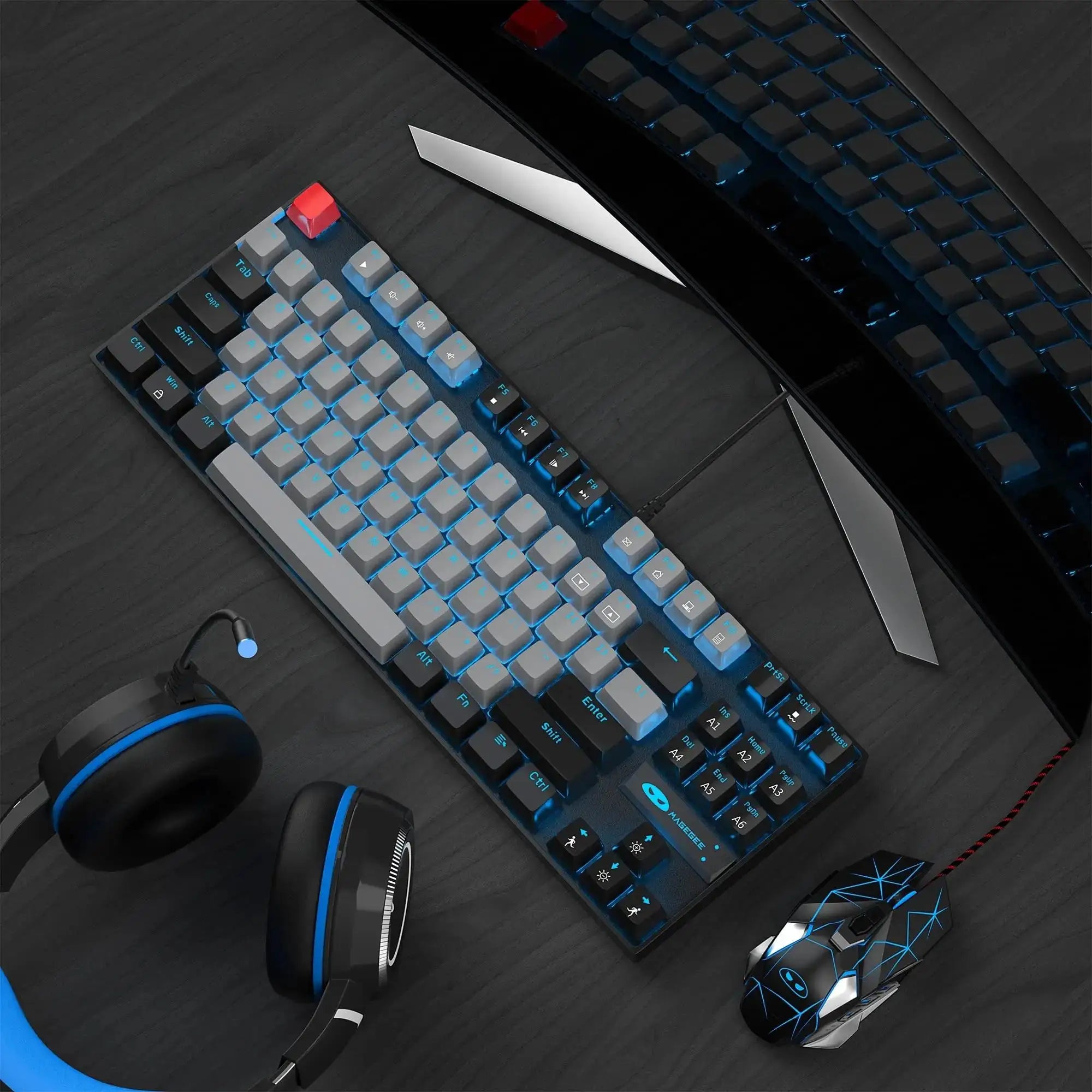 Mechanical Gaming Keyboard Blue Switch LED Blue Backlit