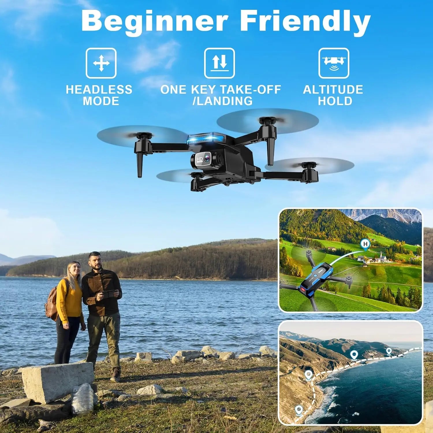Foldable Drone with 1080P Camera Gesture Control 3D Flip
