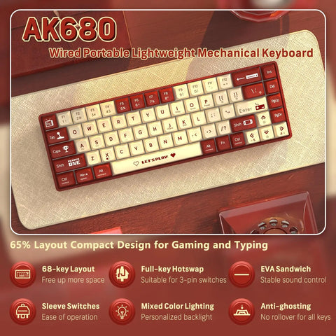 Wired Mechanical Gaming Keyboard Hot-Swappable RGB Rainbow