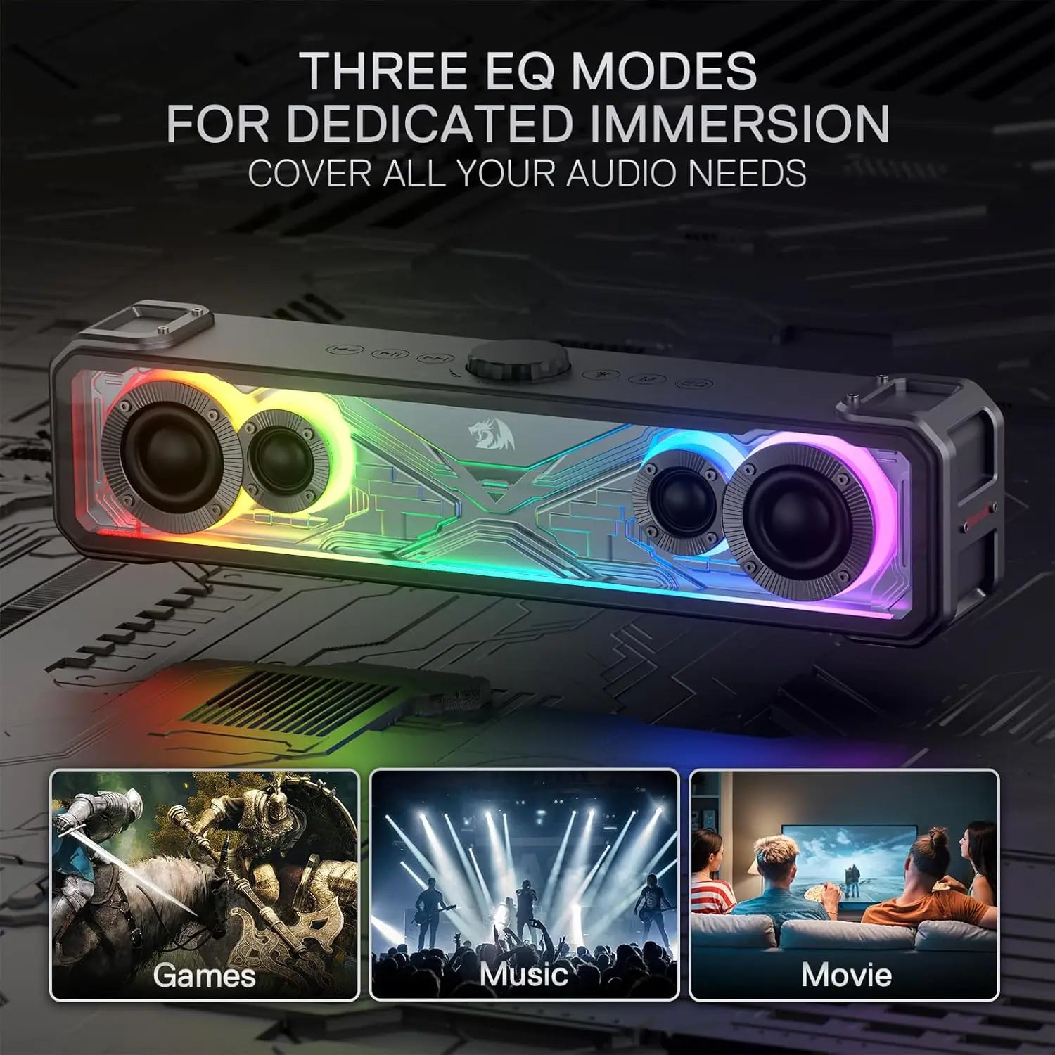 Redragon 2.0 Channel Stereo Speakers Touch-Control Bluetooth
