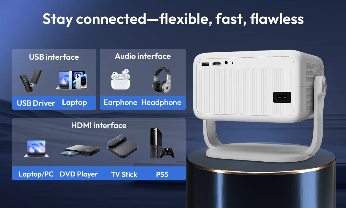 XGODY Gimbal N6 Projector Full HD Beam Android Projector Home