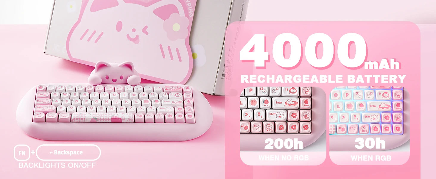 Wireless Gaming Keyboard Hi-Fi Cute Cat Custom RGB Keyboard