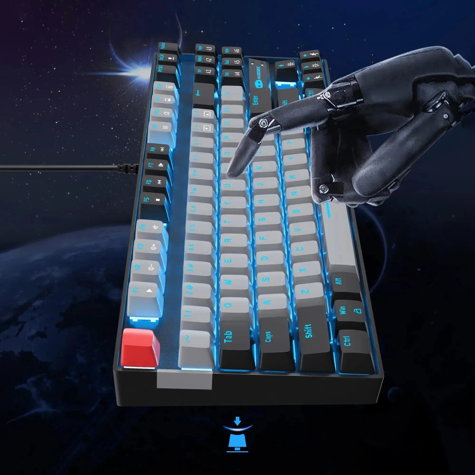 Mechanical Gaming Keyboard Blue Switch LED Blue Backlit