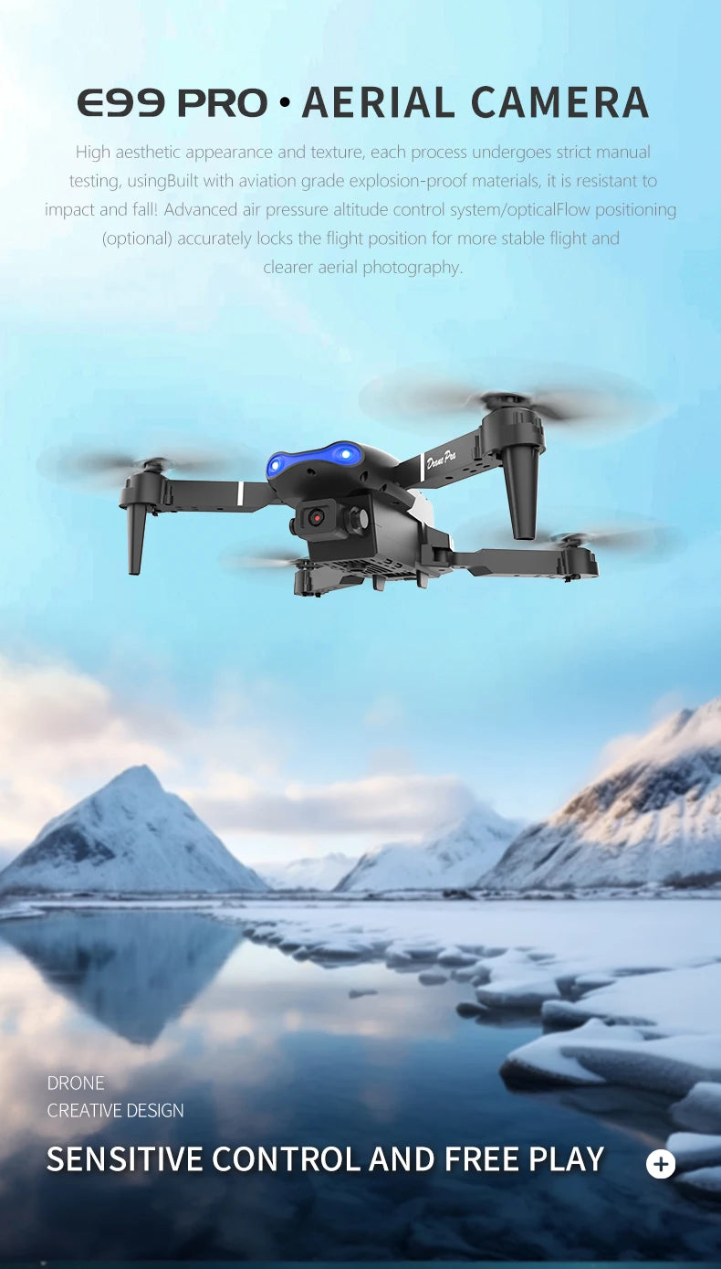 E99 PRO Drone with Flash Professional HD Dual Camera WIFI Quadcopter