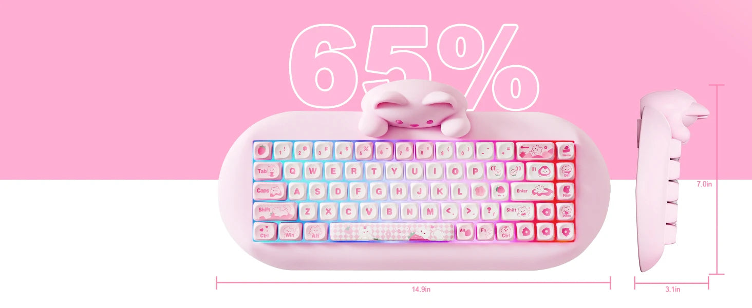 Wireless Gaming Keyboard Hi-Fi Cute Cat Custom RGB Keyboard