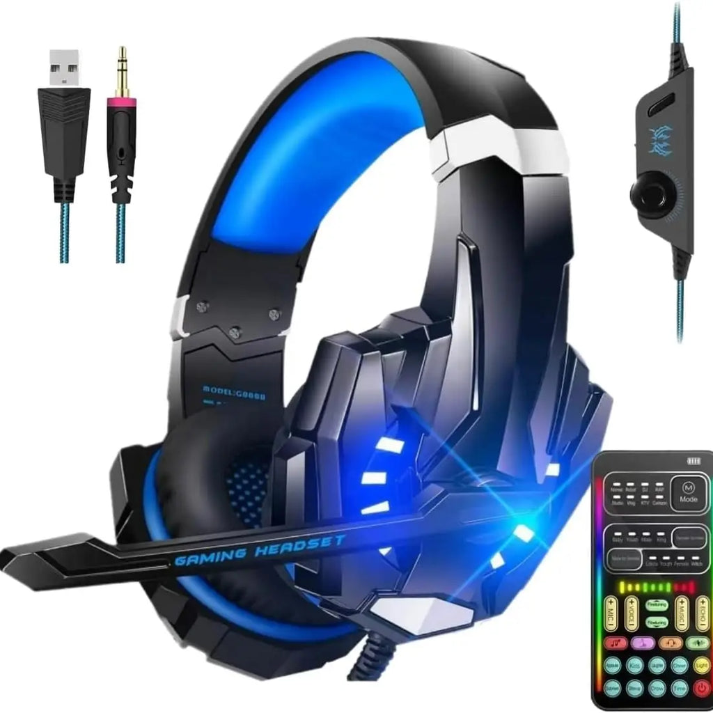 Gaming Voice Changer Headset with Mic LED Over-Ear Headphones