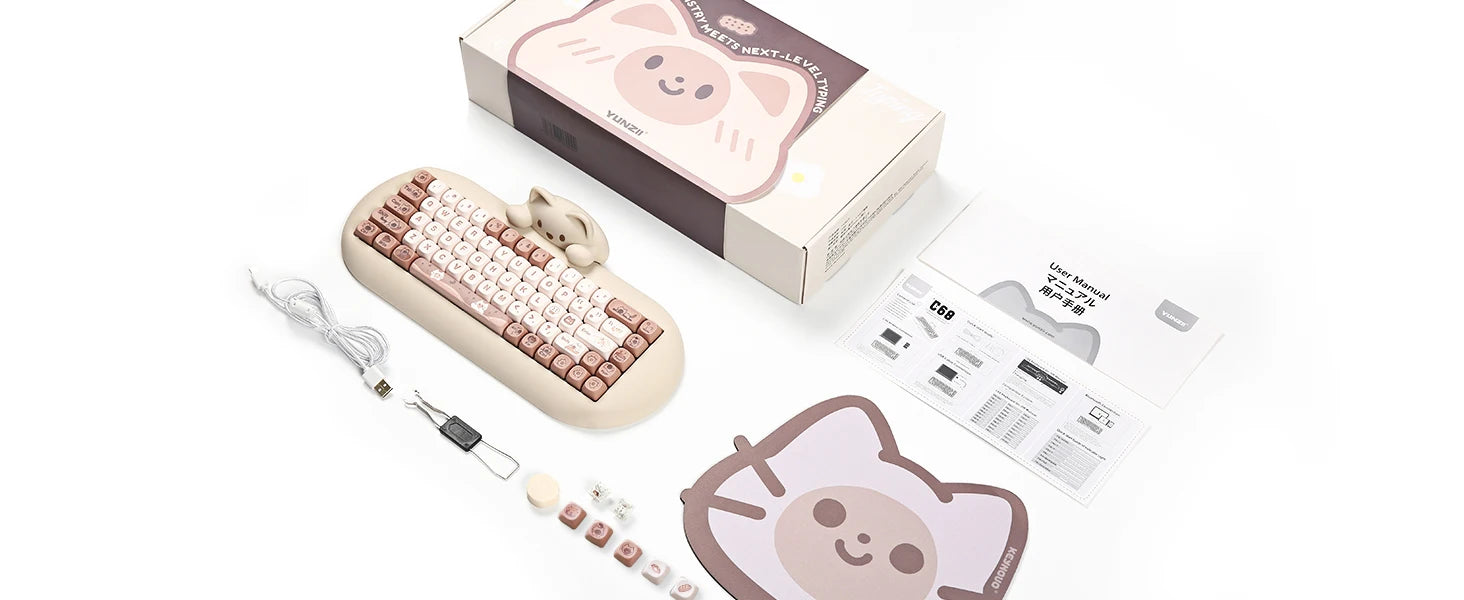 Wireless Gaming Keyboard Hi-Fi Cute Cat Custom RGB Keyboard