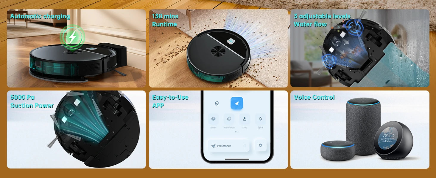 Omeser New Robot Vacuum Cleaner 5000Pa Automatic Charging