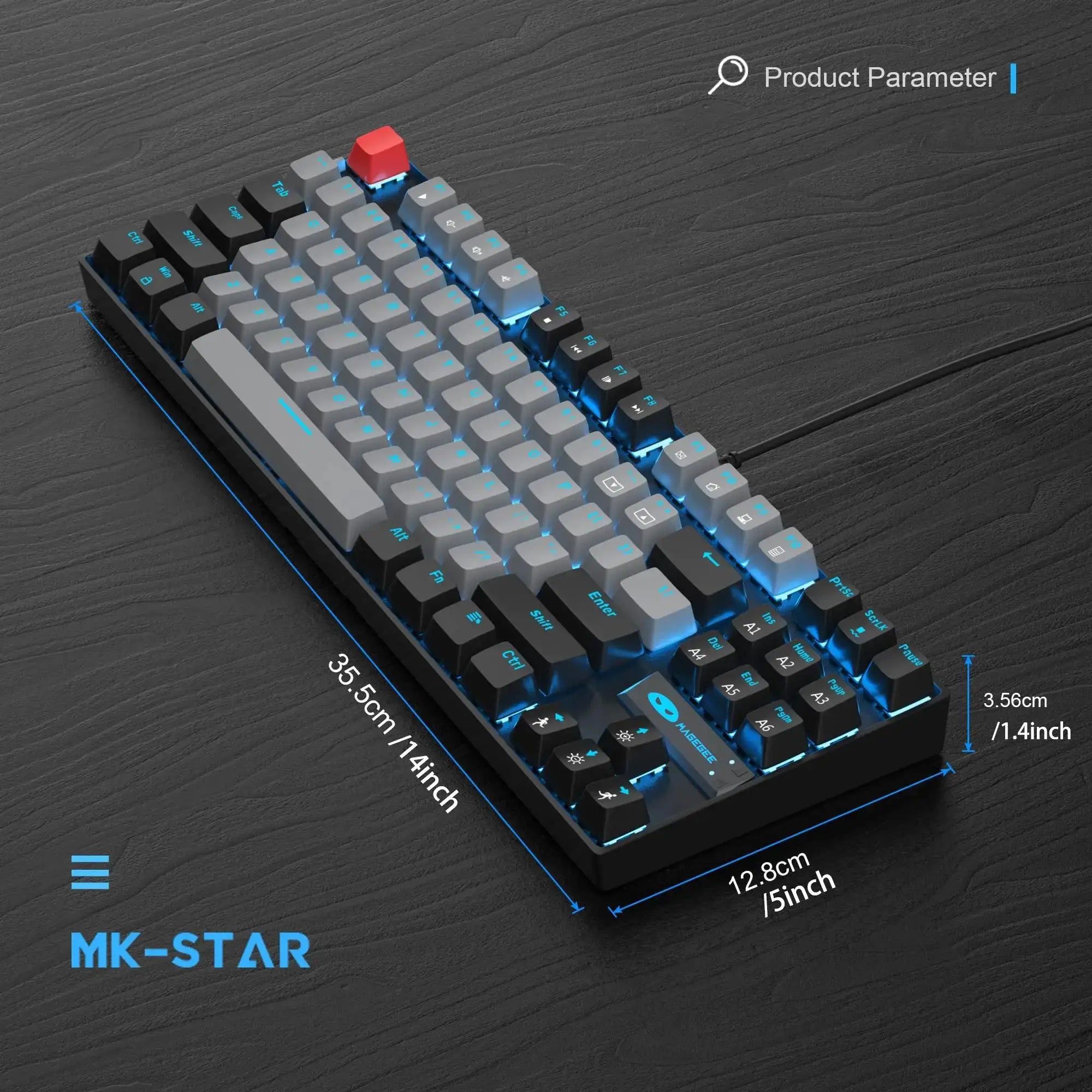 Mechanical Gaming Keyboard Blue Switch LED Blue Backlit
