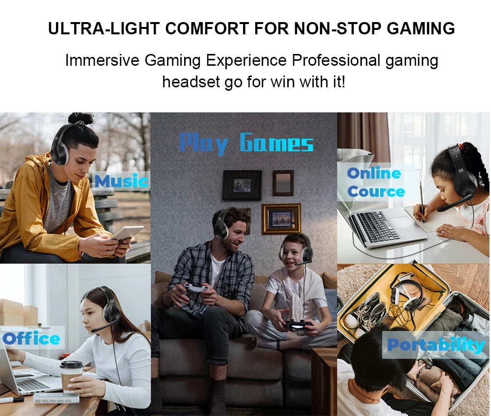 Wired Over Ear Headphones with Mic Noise Cancelling for Gaming