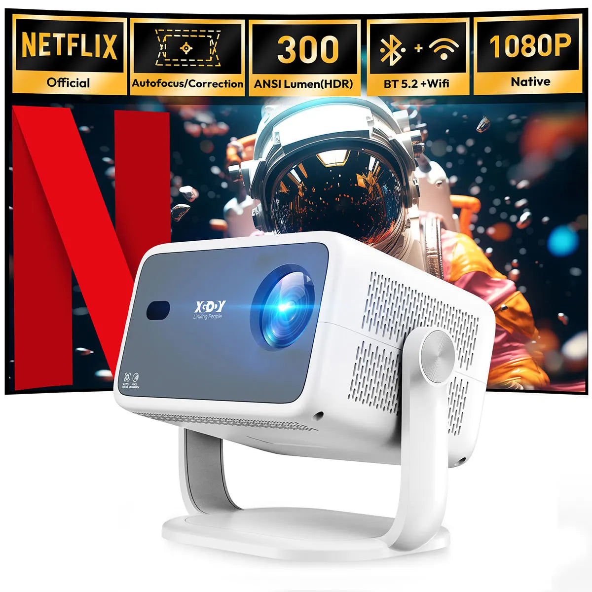 XGODY Gimbal N6 Projector Full HD Beam Android Projector Home