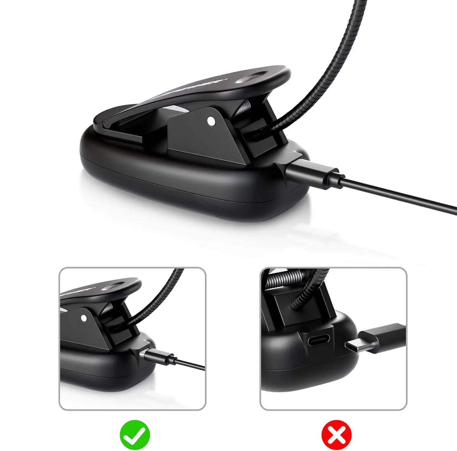 Clip On Reading Light with 5 LED Eye Care - 3 Color Modes