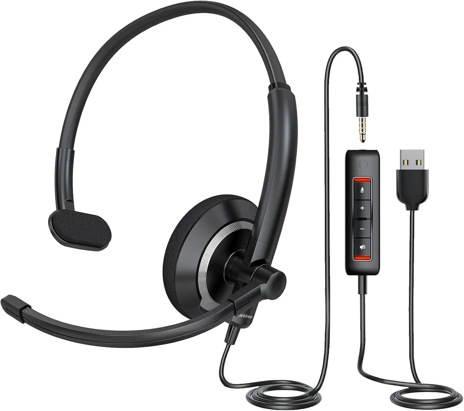 Wired USB Headset with Noise Cancelling Microphone Lightweight
