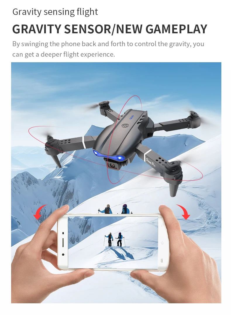 E99 PRO Drone with Flash Professional HD Dual Camera WIFI Quadcopter