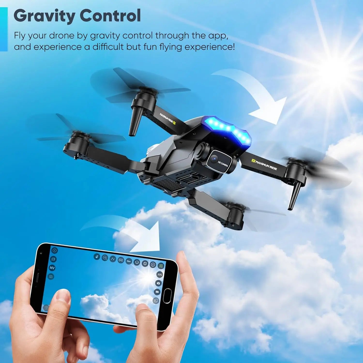 720HD Camera Drone with Gesture Control, Waypoint Flight