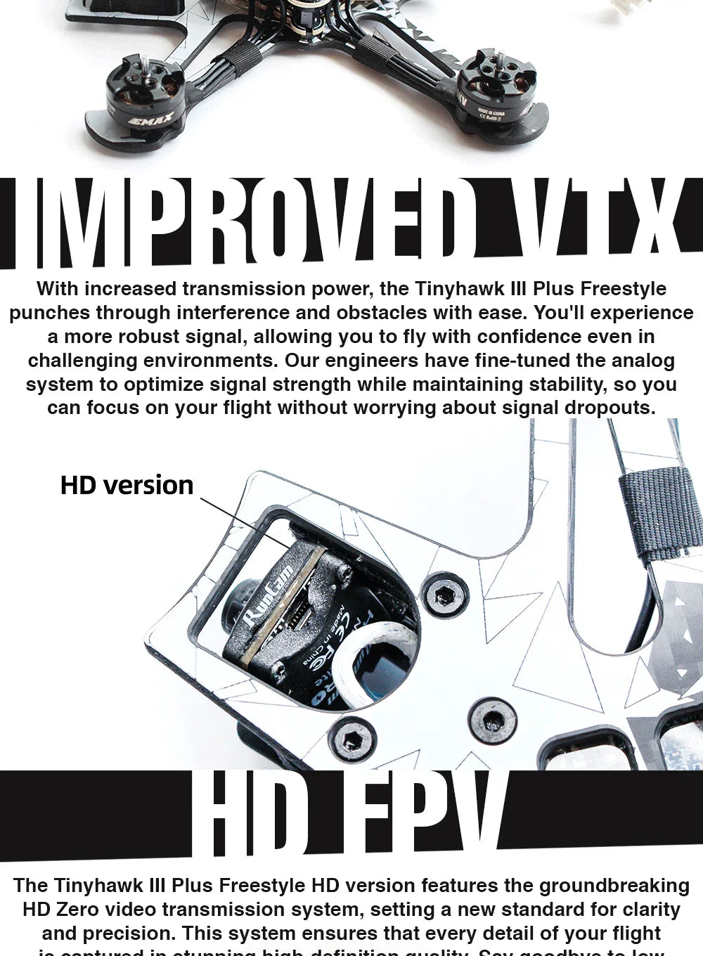Official Elrs Tinyhawk III Plus Freestyle BNF FPV Racing Drone