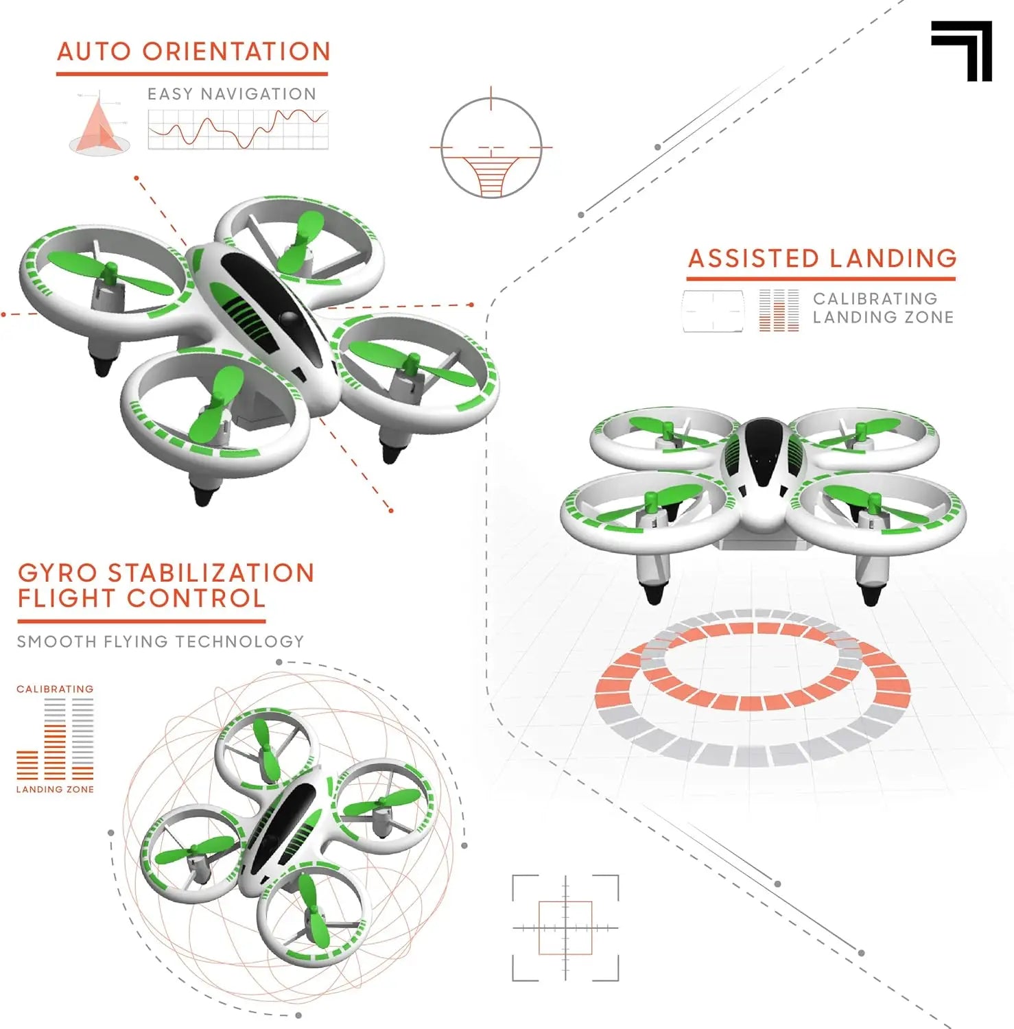 LED Glow Stunt Drone with Assisted Landing, Mini RC Quadcopter