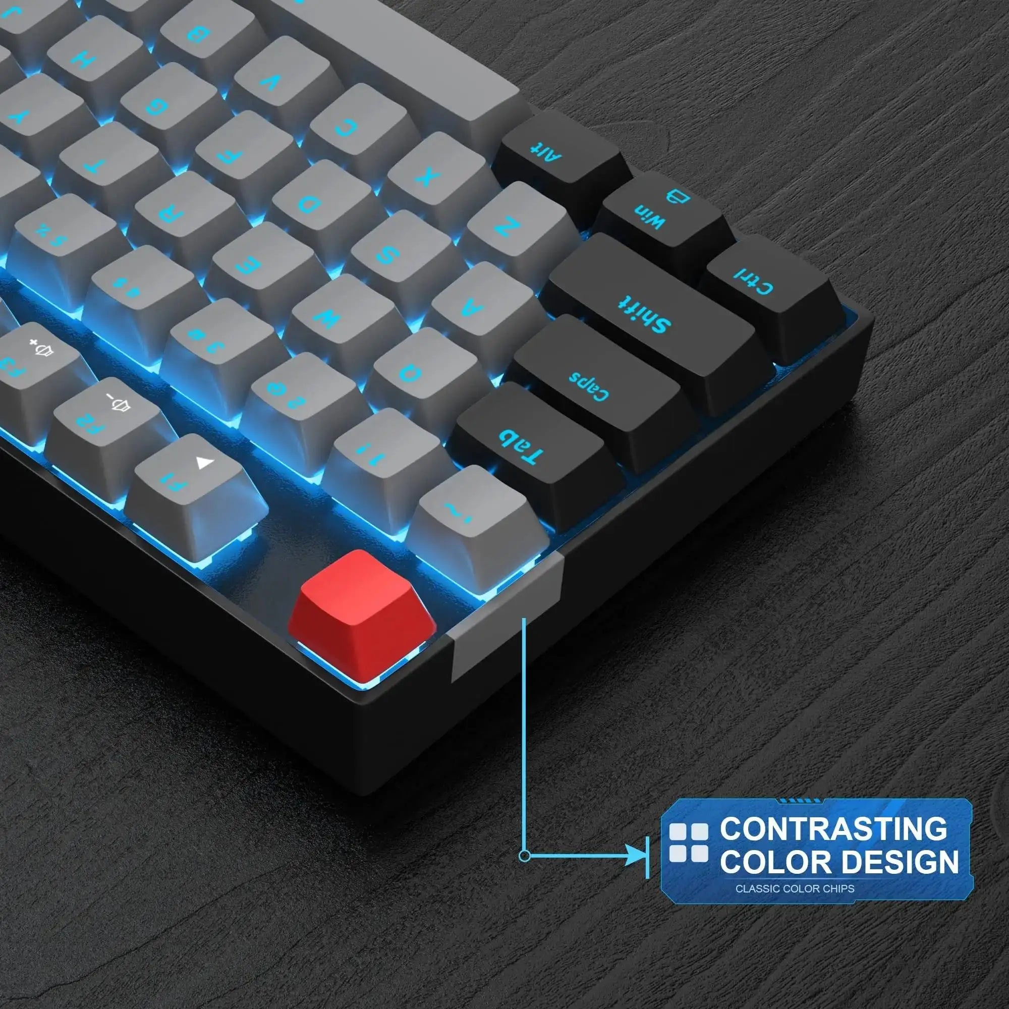 Mechanical Gaming Keyboard Blue Switch LED Blue Backlit
